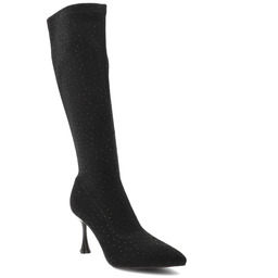 S.Barski Czarne Wysokie Kozakie Eleganckie Obuwie Damskie