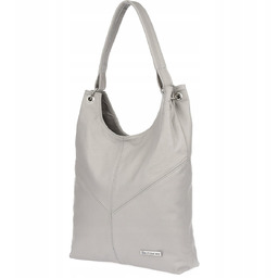 Torebka damska skórzana duży worek ze skóry siwa