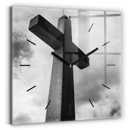 Klasyczny zegar szklany - szkło hartowane - 30x30