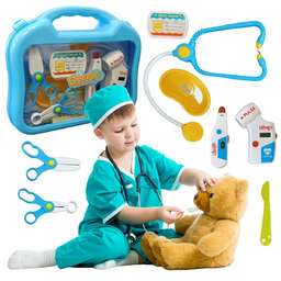 Zestaw mały lekarz doktor w walizce stetoskop termometr