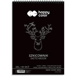 Szkicownik na spirali CZARNY A4 20 ark 220g