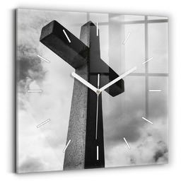 Szklany zegar ścienny - szkło hartowane - 30x30