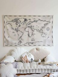 Bawełniana mapa świata dla dzieci "Podróżnicy i ich