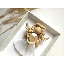 Anioł Stróż, pamiątka Pierwszej Komunii, makrama obrazek 3d