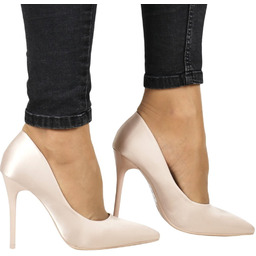 SZPILKI CZÓŁENKA DAMSKIE SATYNOWE SEASTAR 129P KHAKI BEŻOWE