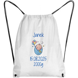 Worek z metryczką noworodka - chłopiec new born