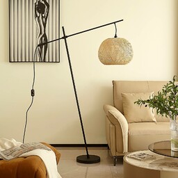 Lampa stojąca Lindby Dabila, bambus, 165 cm wysokości,