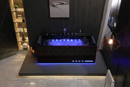 Czarna Wanna z hydromasażem EB-D710 prostokątna 170cmx80cmx60cm