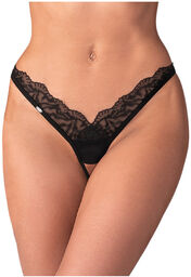 Obsessive - przezroczyste, koronkowe stringi (czarne) - L/XL