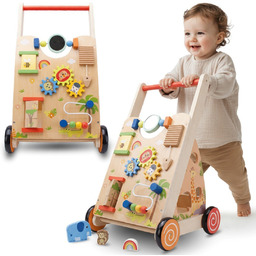 Pchacz dla dziecka 2w1 drewniany chodzik interaktywny XXL,