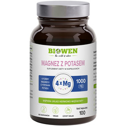 BIOWEN Magnez 4X z Potasem 1000mg 100vegcaps