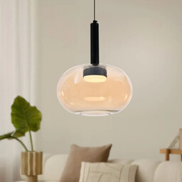 Candellux Szklana wisząca lampa BUENO złota czarna 31-50465