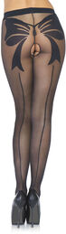 Leg Avenue Woven Bow Crotchless Pantyhose 7913 Black