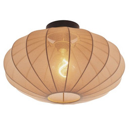 Lampa sufitowa w stylu japandi, brązowa, z abażurem