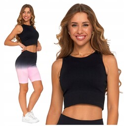Top Sportowy Damski Crop Top Prążkowany Elastyczny Krótka