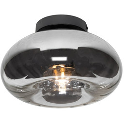 Lampa sufitowa art deco czarna z przydymionym szkłem