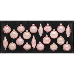 WeRChristmas Szklane bombki choinkowe, różowe (Baby Pink), zestaw