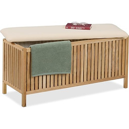 Relaxdays Skrzynia na pranie z siedziskiem, taboret łazienkowy