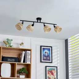 Reflektor sufitowy Lindby Youstin, 70,5 cm długości, bambusowy,