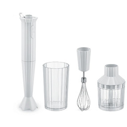 Zestaw Plissé biały 4 el. blender, trzepaczka, siekacz,