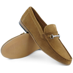 Loafersy męskie z naturalnego zamszu brązowe rozmiar 40