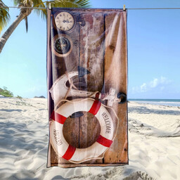 Ręcznik plażowy brązowy w koło ratunkowe RPG-238