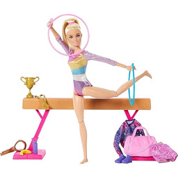 Barbie Lalka gimnastyczka z akcesoriami Blond modna lalka,