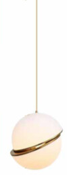 Saturn - mleczna kula - nowoczesna lampa wisząca