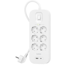 BELKIN LISTWA ZASILAJĄCA 6-PORTS + 1XUSB-A/C 650J