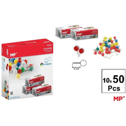 Kolorowe pinezki 11mm okrągła główka 10x50szt