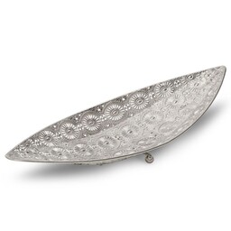 Eurofirany Patera ceramiczna 46x16x9 Ameli srebrna w kształcie