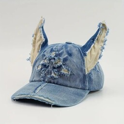 Czapka Z Daszkiem KOCIE LISIE USZY jeansowa denim