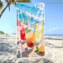 Ręcznik plażowy kolorowy w kolorowe drinki na plaży