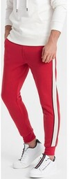 Spodnie męskie dresowe z lampasem 865P - czerwone