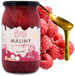 Miód z maliną liofilizowaną 0,9 kg maliny