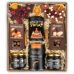 Świąteczny duży kosz prezentowy z produktami gourmet;zestaw herbata