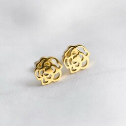 Kolczyki złote róże wkrętki ze stali szlachetnej