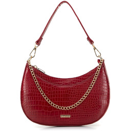Damska torebka bagietka z łańcuszkiem croco brązowa