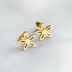 Kolczyki złote kwiatuszki wkrętki ze stali chirurgicznej
