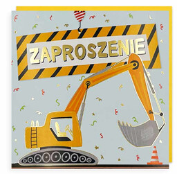 Zaproszenia urodzinowe Koparka - 5 szt.