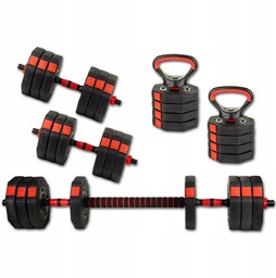 Kettlebell regulowany 2szt. Zestaw regulowany hantle sztanga 4w1