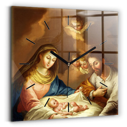 Klasyczny zegar szklany - szkło hartowane - 30x30