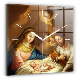 Szklany zegar ścienny - szkło hartowane - 30x30