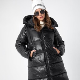 Damski płaszcz pikowany oversize czarny