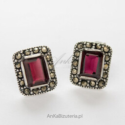 ankabizuteria.pl Kolczyki srebrne z granatami i markazytami -