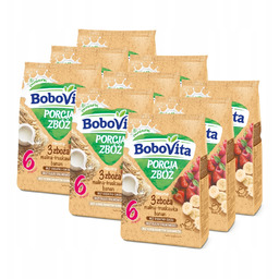 BoboVita Porcja zbóż Kaszka mleczna 3 zboża malina-truskawka-banan