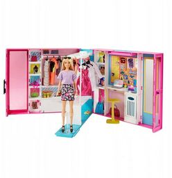 Barbie wymarzona szafa z lalką i akcesoriami