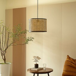Lampa wisząca Lindby Yaelle, Ø 40 cm, rattan,