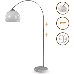 LAMPA PODŁOGOWA ŁUKOWA STOJĄCA KLOSZ BIAŁY 30 CM