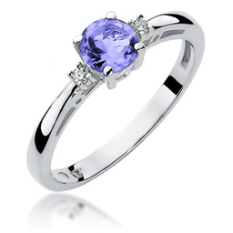 Złoty pierścionek Tanzanit 0,50ct białe złoto pr. 585